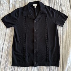 Open Edit Fine Cable Knit Detail Shirt